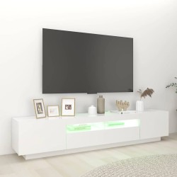 Meuble TV avec lumières LED Blanc 200x35x40 cm 618816618816
