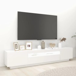 Meuble TV avec lumières LED Blanc 200x35x40 cm 618816618816