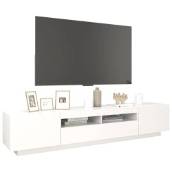 Meuble TV avec lumières LED Blanc 200x35x40 cm 618816618816