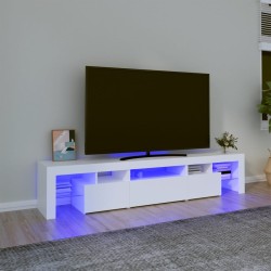 Meuble TV avec lumières LED Blanc 200x36,5x40 cm 618817618817