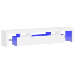Meuble TV avec lumières LED Blanc 200x36,5x40 cm 618817618817