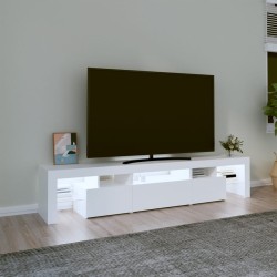 Meuble TV avec lumières LED Blanc 200x36,5x40 cm 618817618817