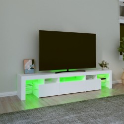 Meuble TV avec lumières LED Blanc 200x36,5x40 cm 618817618817