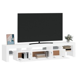 Meuble TV avec lumières LED Blanc 200x36,5x40 cm 618817618817