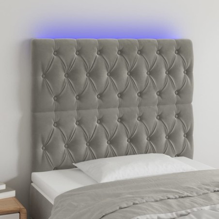 Tête de lit à LED Gris clair 90x7x118/128 cm Velours 618818618818