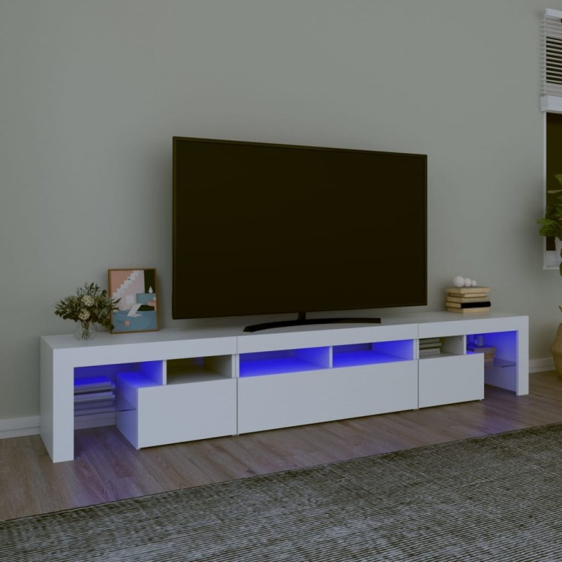 Meuble TV avec lumières LED Blanc 230x36,5x40 cm 618819618819