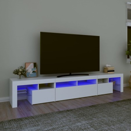 Meuble TV avec lumières LED Blanc 230x36,5x40 cm 618819618819