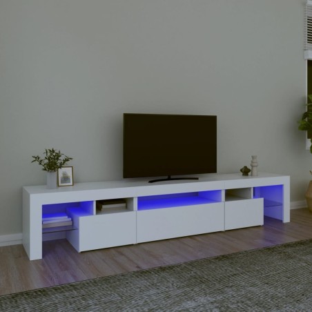 Meuble TV avec lumières LED Blanc 215x36,5x40 cm 618820618820