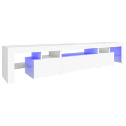 Meuble TV avec lumières LED Blanc 215x36,5x40 cm 618820618820