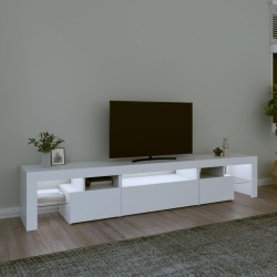 Meuble TV avec lumières LED Blanc 215x36,5x40 cm 618820618820