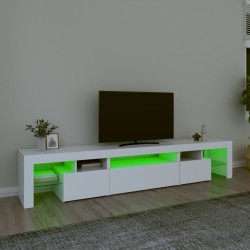 Meuble TV avec lumières LED Blanc 215x36,5x40 cm 618820618820