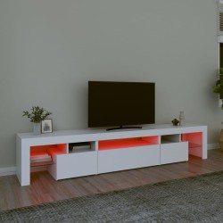 Meuble TV avec lumières LED Blanc 215x36,5x40 cm 618820618820