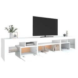 Meuble TV avec lumières LED Blanc 215x36,5x40 cm 618820618820