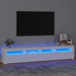 Meuble TV avec lumières LED Blanc 210x35x40 cm 618821618821