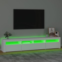 Meuble TV avec lumières LED Blanc 210x35x40 cm 618821618821