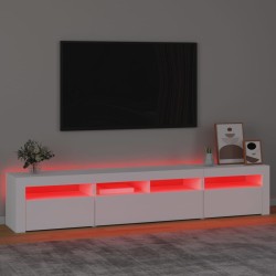 Meuble TV avec lumières LED Blanc 210x35x40 cm 618821618821