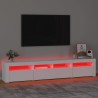 Meuble TV avec lumières LED Blanc 210x35x40 cm 618821618821