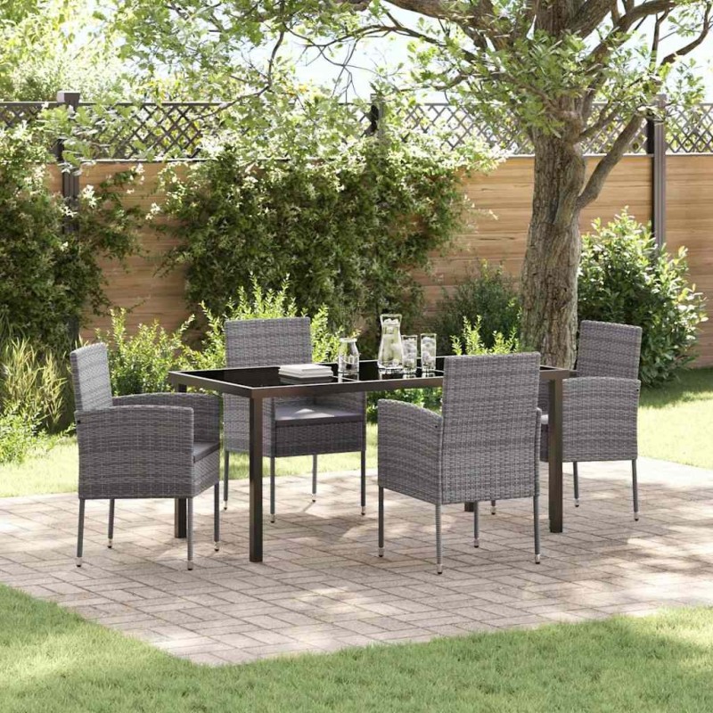 Ensemble de salle à manger pour jardin 5 pcs Gris polyrotin 618831618831