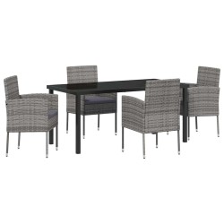 Ensemble de salle à manger pour jardin 5 pcs Gris polyrotin 618831618831