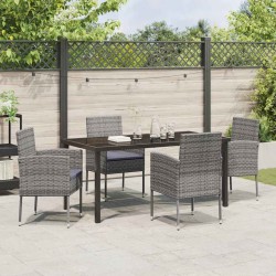 Ensemble de salle à manger pour jardin 5 pcs Gris polyrotin 618831618831