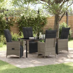 Ensemble de salle à manger pour jardin 5 pcs Gris polyrotin 618832618832