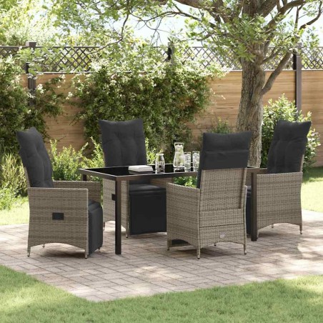 Ensemble de salle à manger pour jardin 5 pcs Gris polyrotin 618832618832