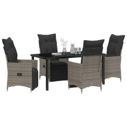 Ensemble de salle à manger pour jardin 5 pcs Gris polyrotin 618832618832
