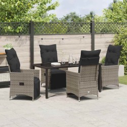 Ensemble de salle à manger pour jardin 5 pcs Gris polyrotin 618832618832
