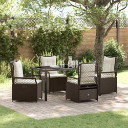 Ensemble de salle à manger pour jardin 5 pcs Marron polyrotin 618834618834