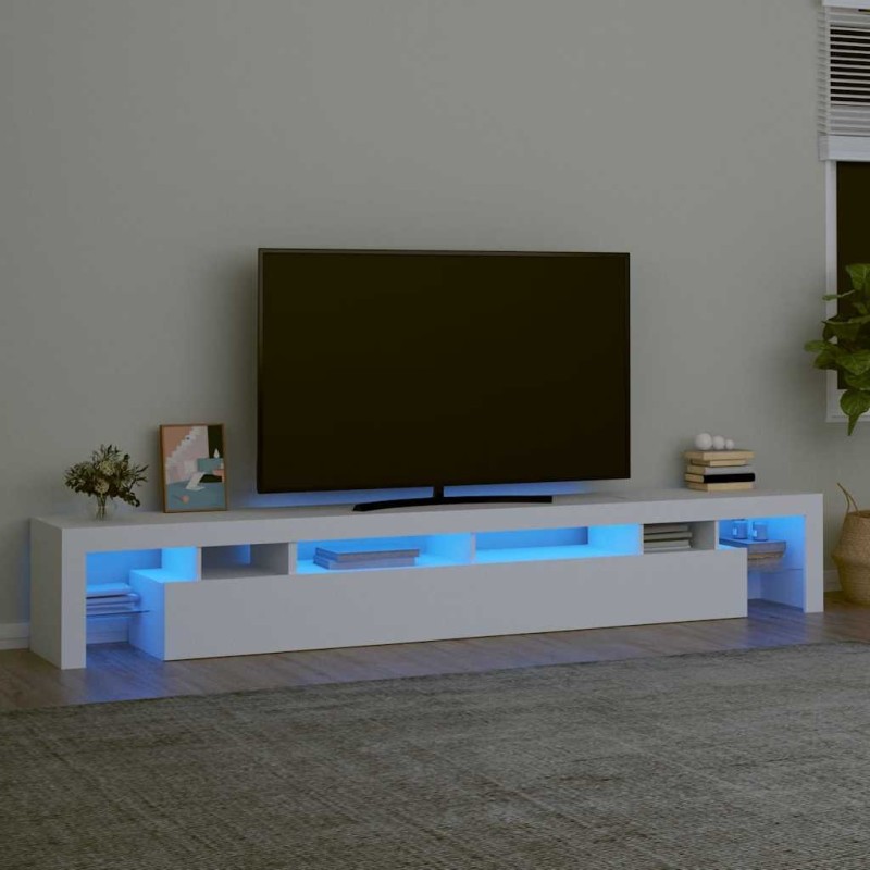 Meuble TV avec lumières LED Blanc 260x36,5x40 cm 618845618845