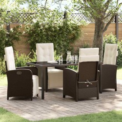 Ensemble de salle à manger pour jardin 5 pcs Marron polyrotin 618846618846