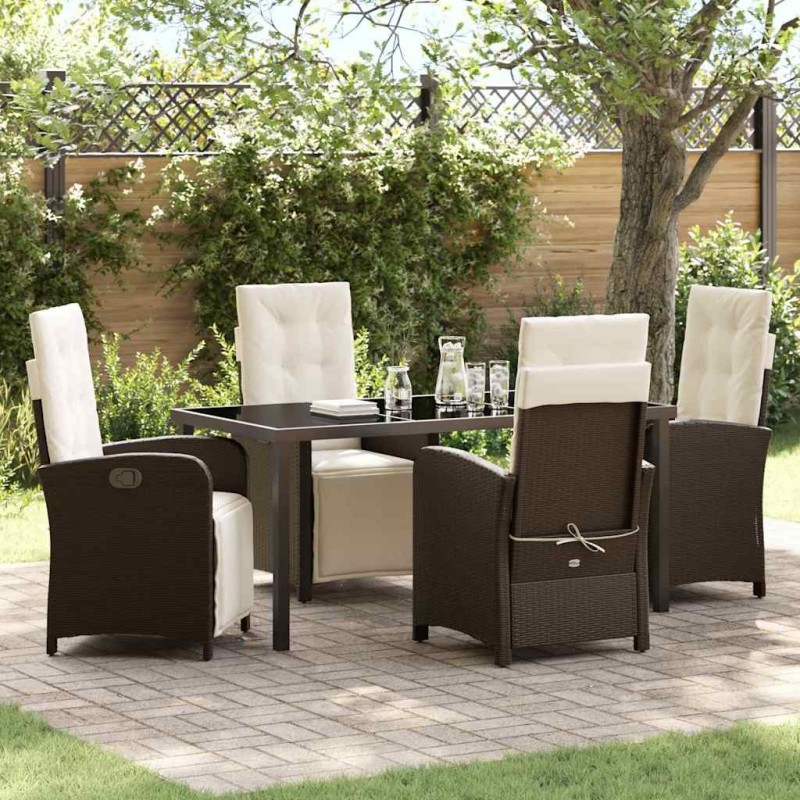 Ensemble de salle à manger pour jardin 5 pcs Marron polyrotin 618846618846