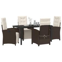 Ensemble de salle à manger pour jardin 5 pcs Marron polyrotin 618846618846
