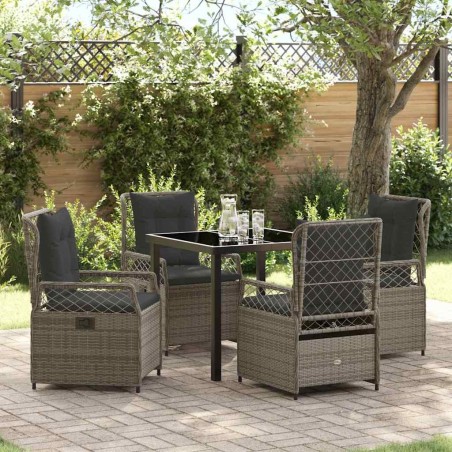 Ensemble de salle à manger pour jardin 5 pcs Gris polyrotin 618847618847