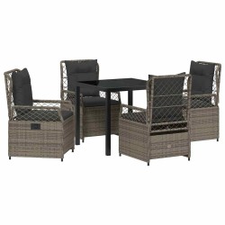 Ensemble de salle à manger pour jardin 5 pcs Gris polyrotin 618847618847
