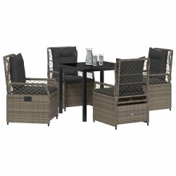 Ensemble de salle à manger pour jardin 5 pcs Gris polyrotin 618847618847