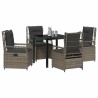 Ensemble de salle à manger pour jardin 5 pcs Gris polyrotin 618847618847