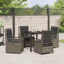 Ensemble de salle à manger pour jardin 5 pcs Gris polyrotin 618847618847