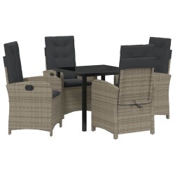 Ensemble de salle à manger pour jardin 5 pcs Gris polyrotin 618868618868