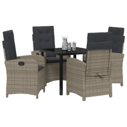 Ensemble de salle à manger pour jardin 5 pcs Gris polyrotin 618868618868