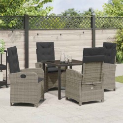 Ensemble de salle à manger pour jardin 5 pcs Gris polyrotin 618868618868