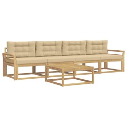 Ensemble de canapés d'extérieur 4 pcs Blanc et Beige 618869618869