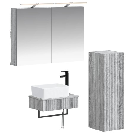 Ensemble d'armoire de salle de bain 4 pcs Sonoma gris 618873618873