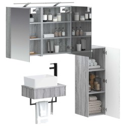 Ensemble d'armoire de salle de bain 4 pcs Sonoma gris 618873618873