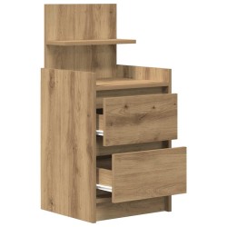 Table de chevet avec 2 tiroirs chêne artisanal 38x34x80 cm 618874618874