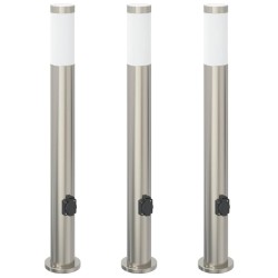 Bornes lumineuses avec sortie lot de 3 80 cm acier inoxydable IP44 618881618881