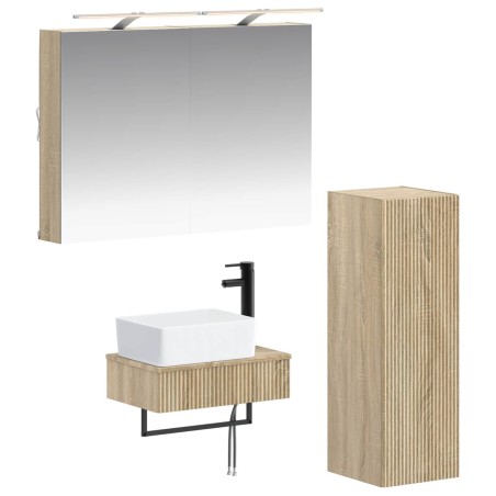 Ensemble d'armoire de salle de bain 4 pcs Chêne Sonoma 618891618891