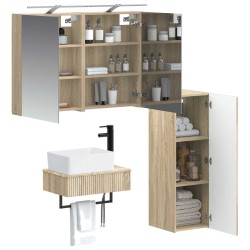 Ensemble d'armoire de salle de bain 4 pcs Chêne Sonoma 618891618891