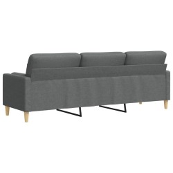 Canapé 3 places avec oreillers gris foncé 210 cm tissu 618906618906