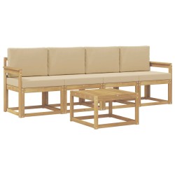 Ensemble de canapés d'extérieur 5 pcs Blanc et Beige 618911618911